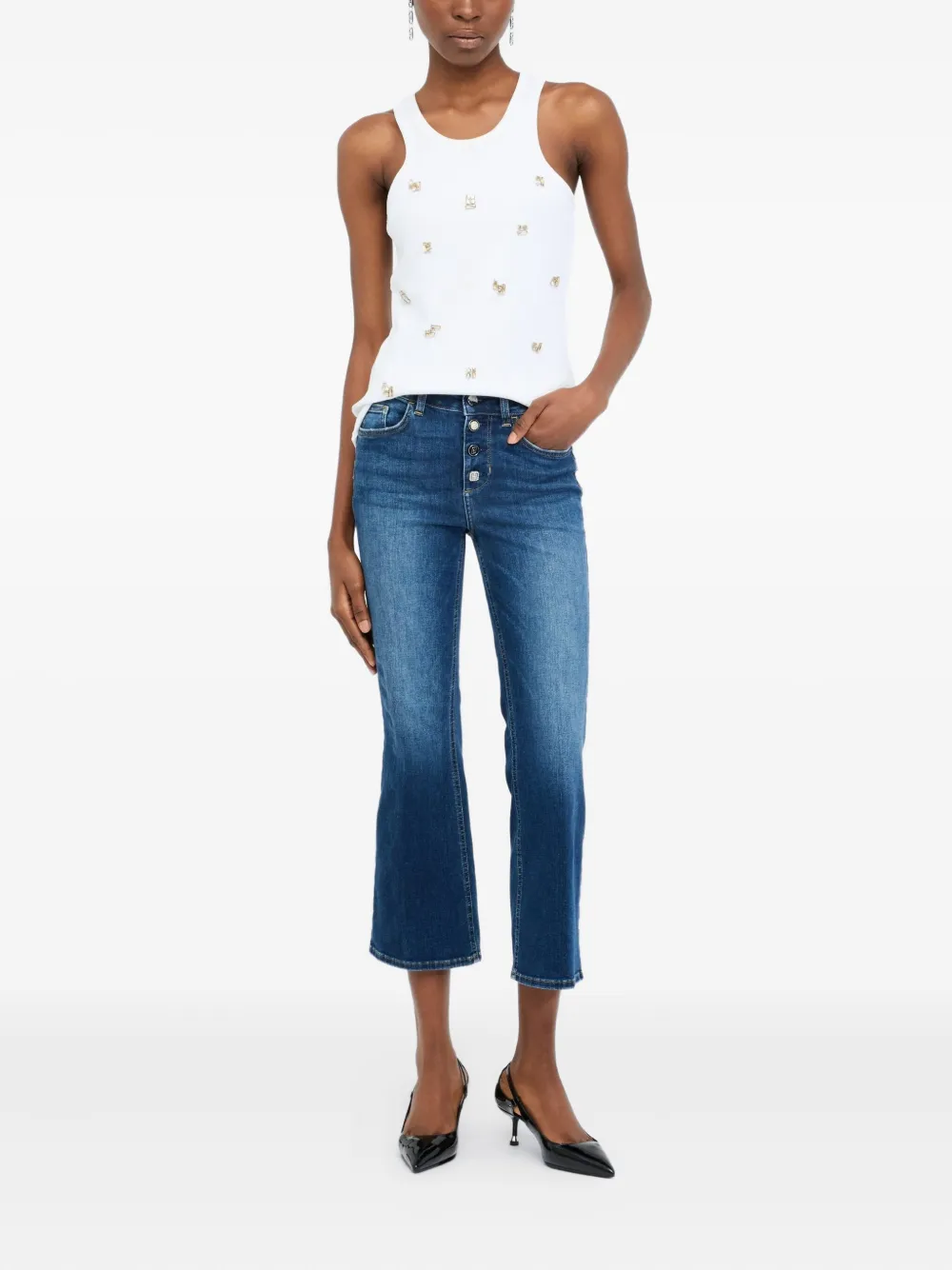 LIU JO jewelled-buttons jeans Blauw