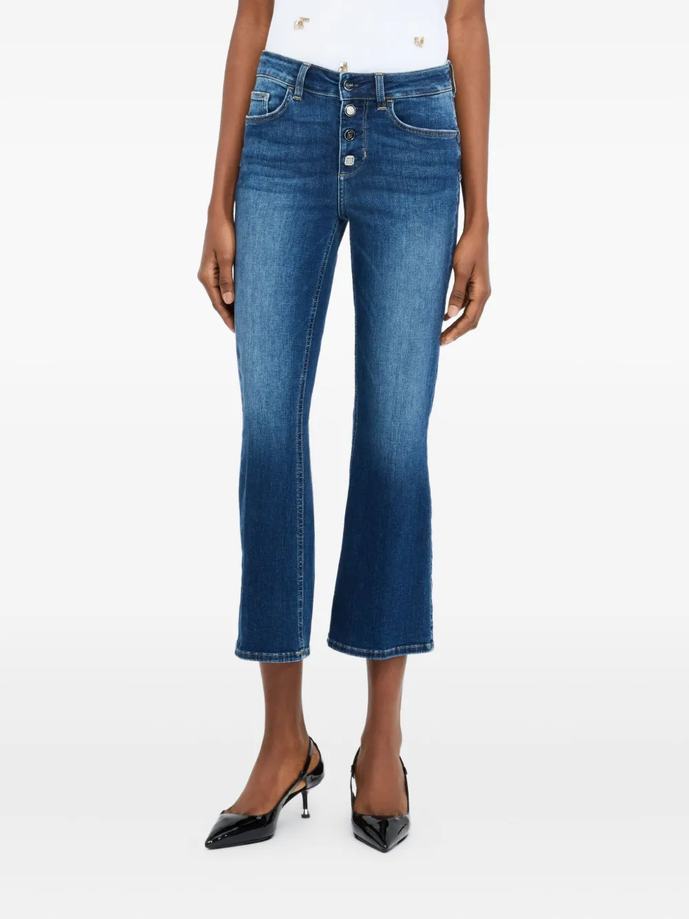 LIU JO jewelled-buttons jeans Blauw