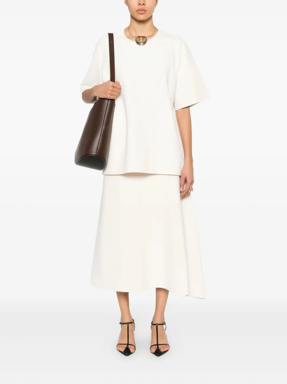 Jil Sander Asymmetric Midi Skirt In Neutral