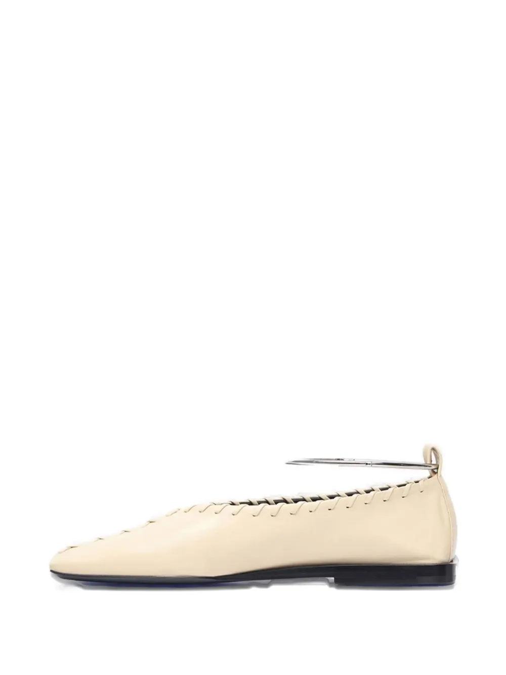 Jil Sander Cream Whipstitched Leather Flats In White