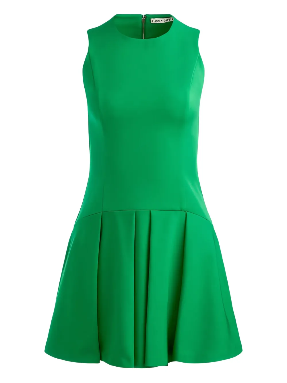 alice + olivia Adley pleated sleeveless mini dress | Green | Image 1