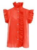 Christy Lynn Marfa ruffled high-neck blouse - Red