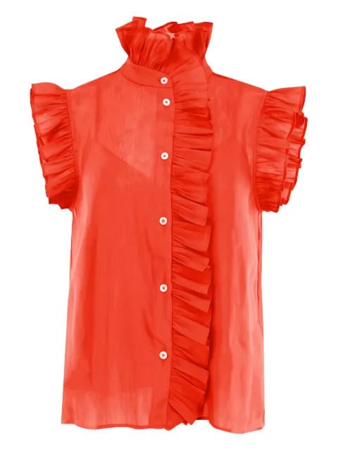 Christy Lynn Marfa ruffled high-neck blouse