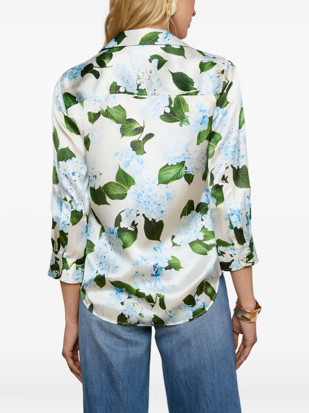 L Agence Floral-print Three-quarter-sleeve Shirt In Multi