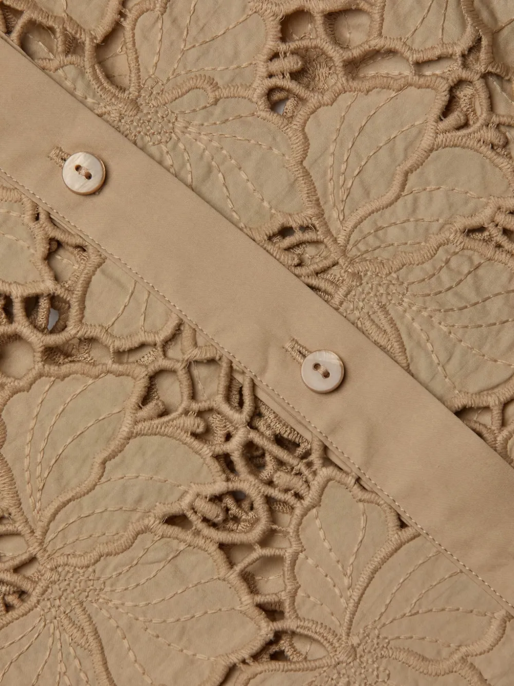 L'agence Floral-lace Button-down Top In Neutral