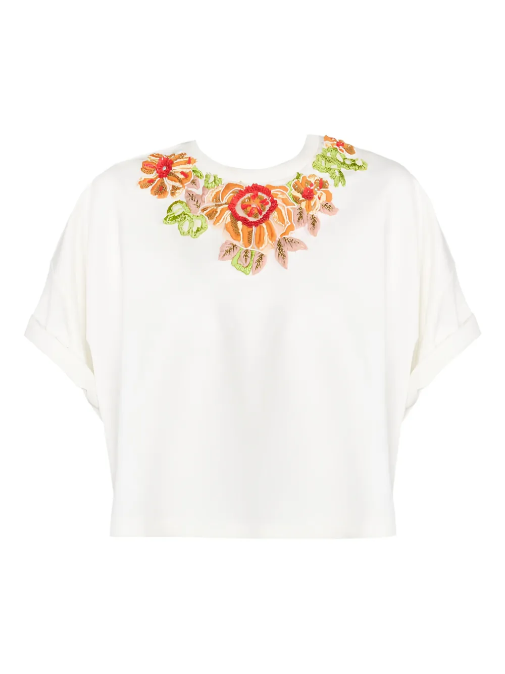 Christy Lynn Jace floral-embroidered T-shirt | White | Image 1