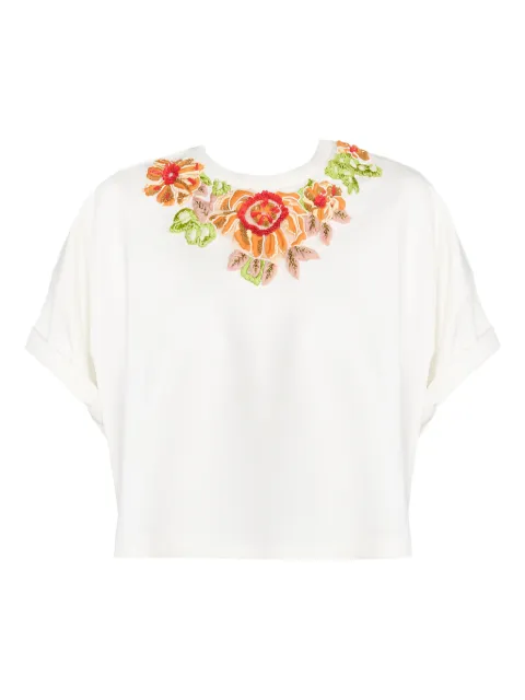 Christy Lynn Jace floral-embroidered T-shirt