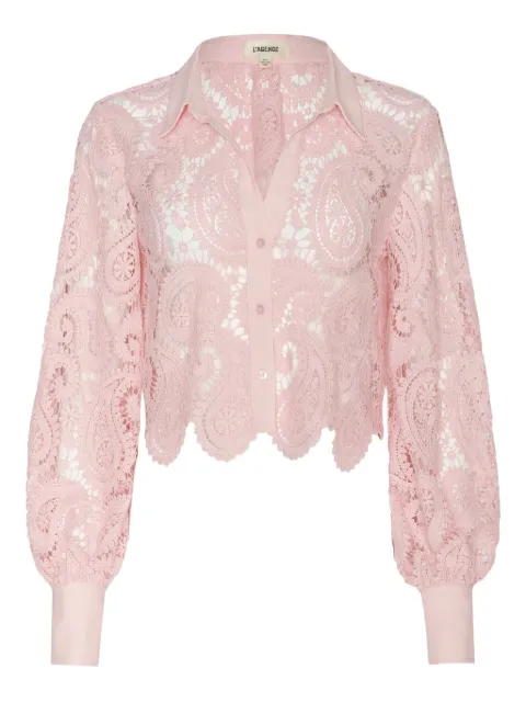 L'Agence paisley-lace button-down top