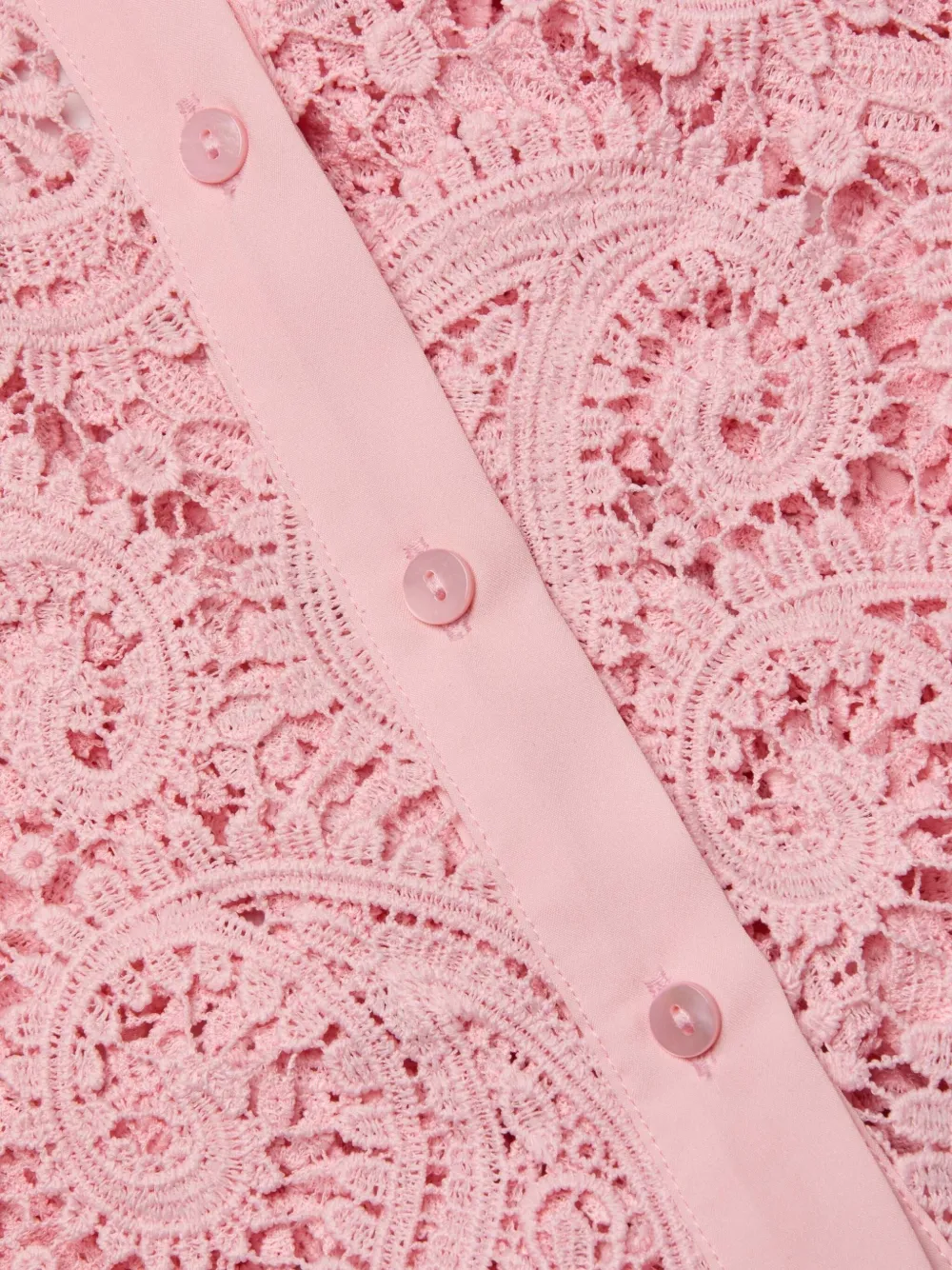 L Agence Odelia Paisley Lace Cropped Button-front Blouse In Pink