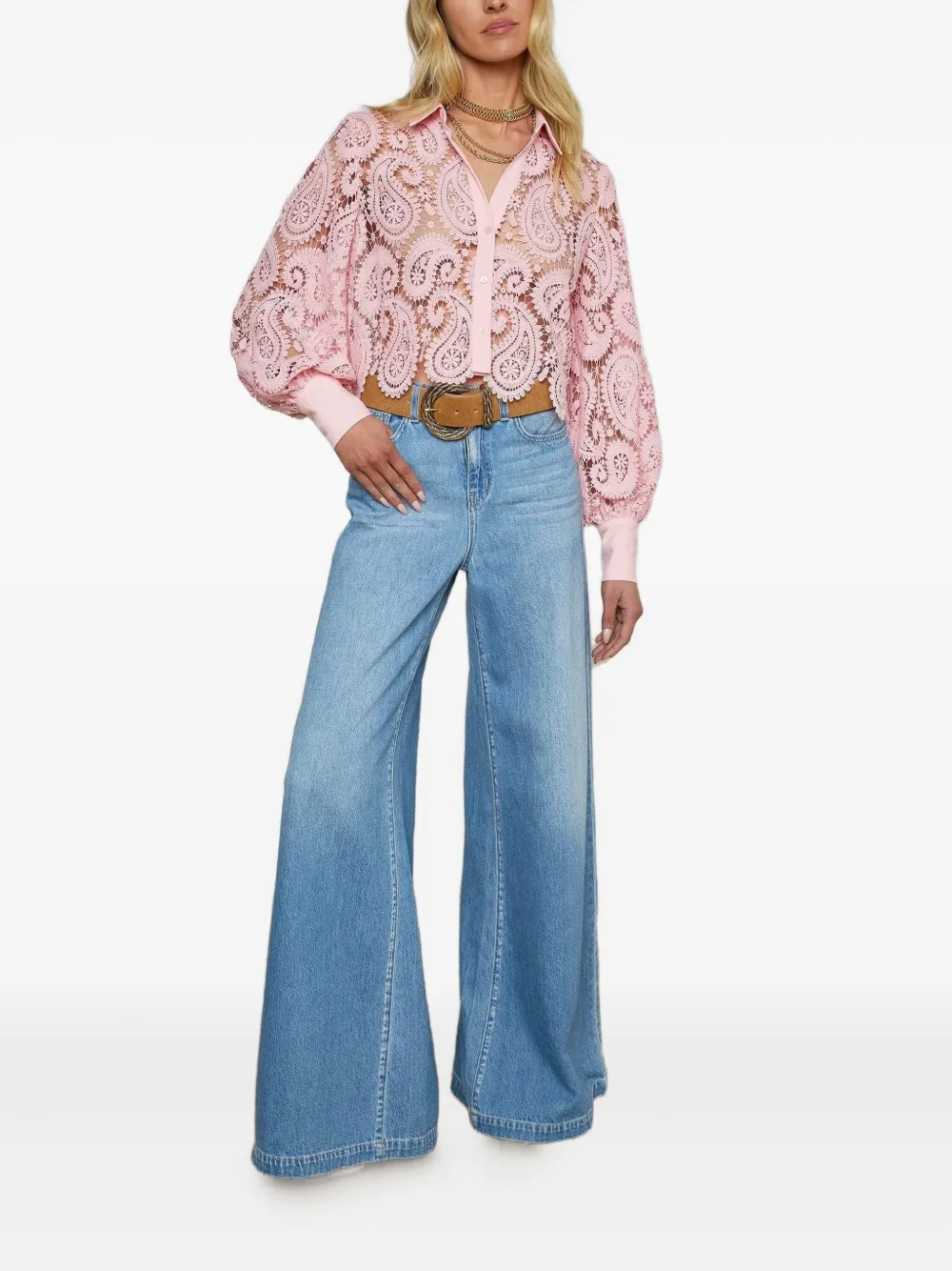 L'Agence Button-down top met paisley-print - Roze