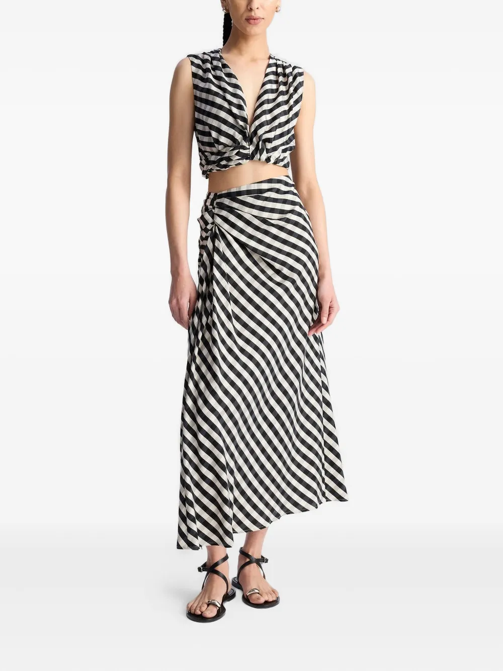 A.L.C. Jean maxi-rok met diagonale streep - Wit