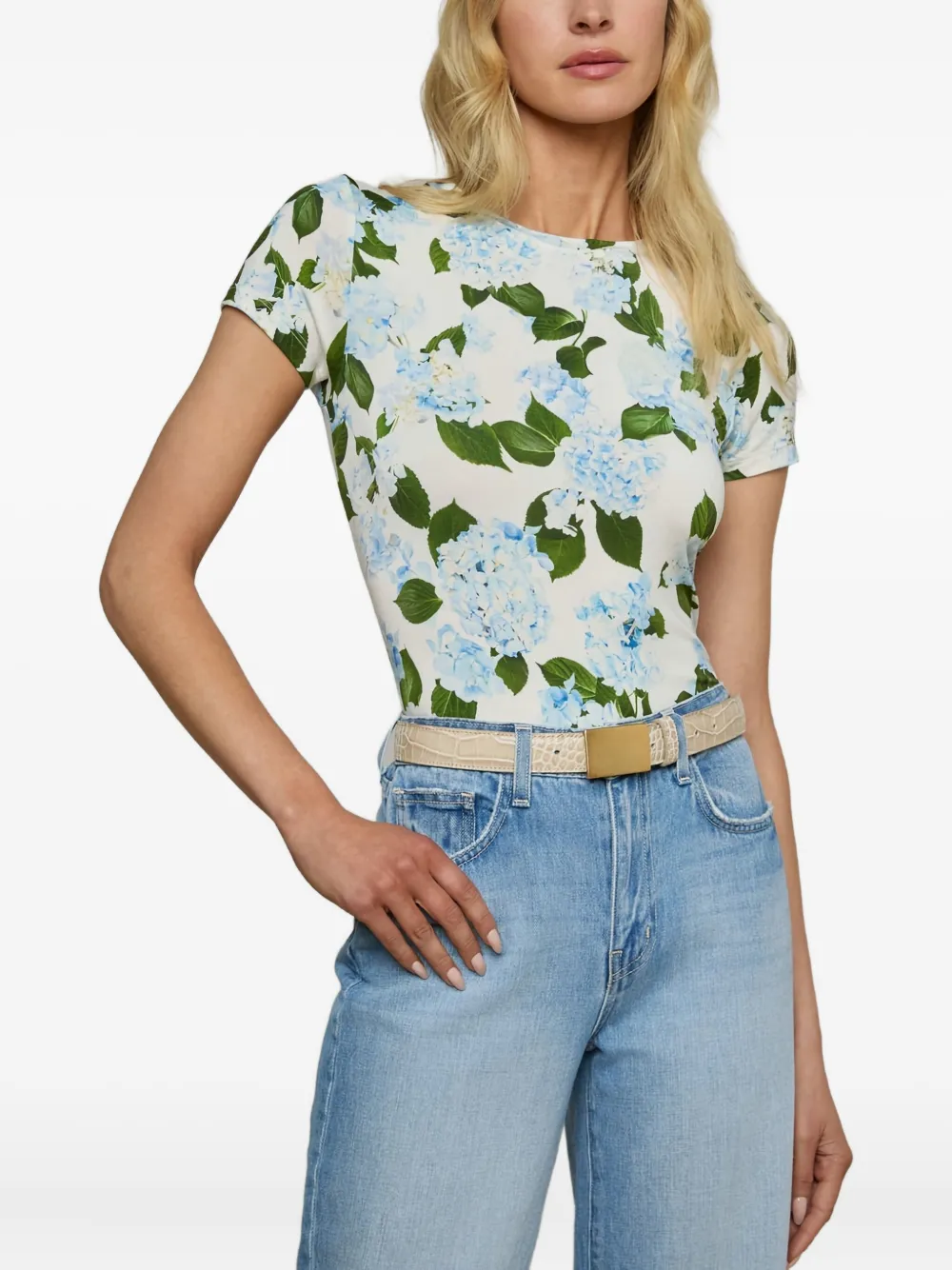 L'Agence Hydrangea top met bloemenprint Wit