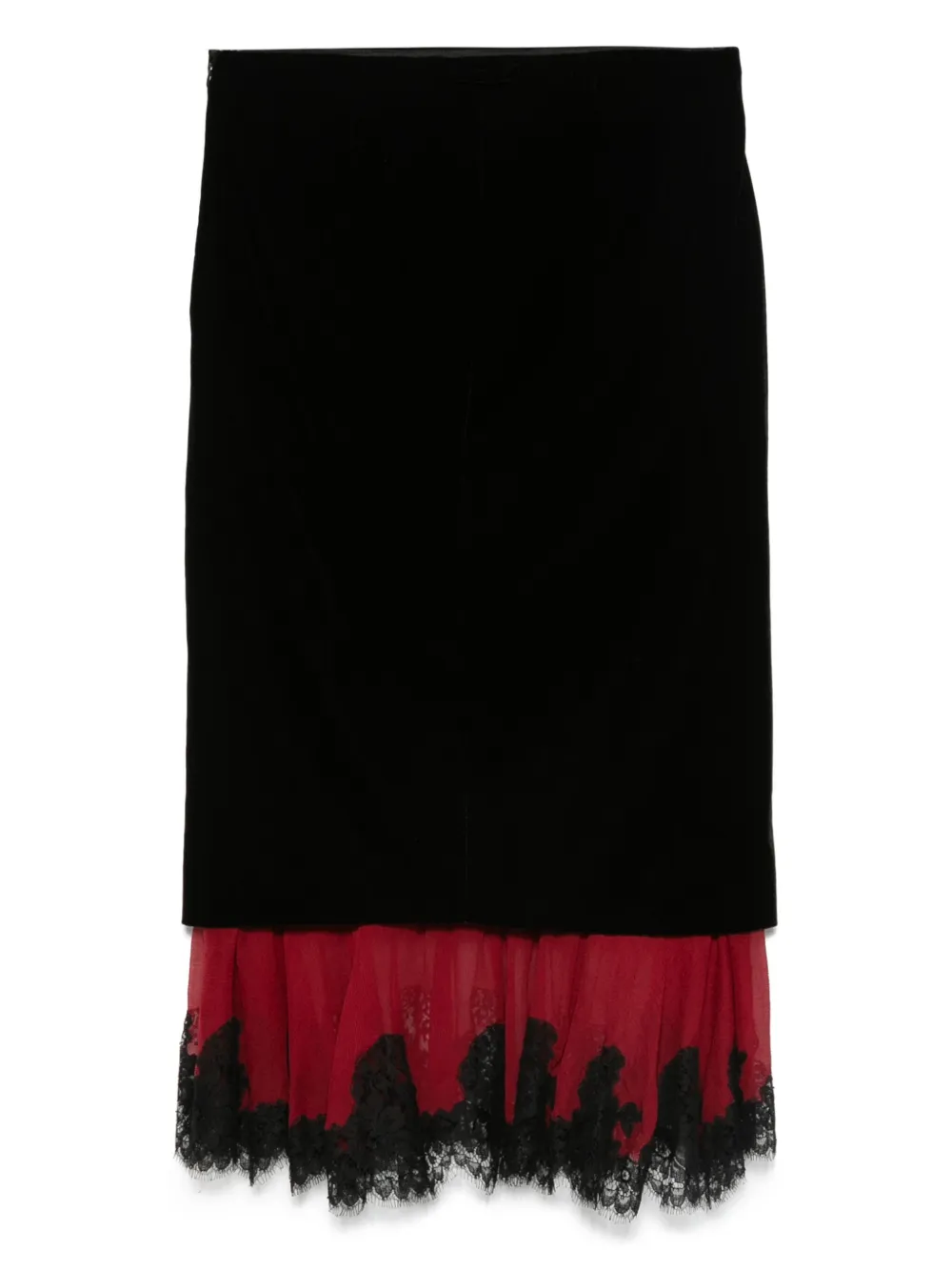 Jean Paul Gaultier Pre-Owned 2016 lace-trim velvet skirt | Straight Skirts | Image 2