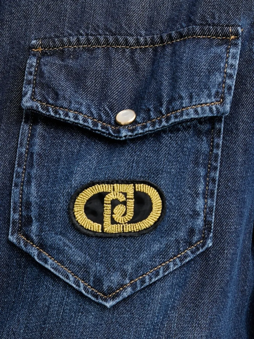 LIU JO Denim blouse met borduurwerk Blauw