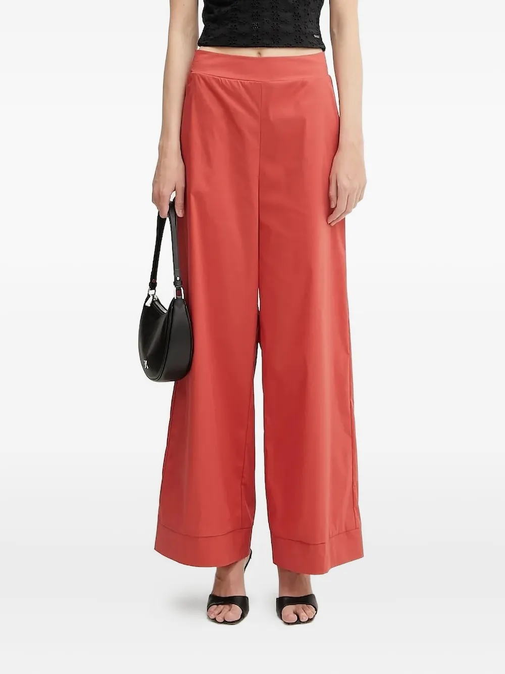 Liu •jo Embellished Wide-leg Trousers In Orange