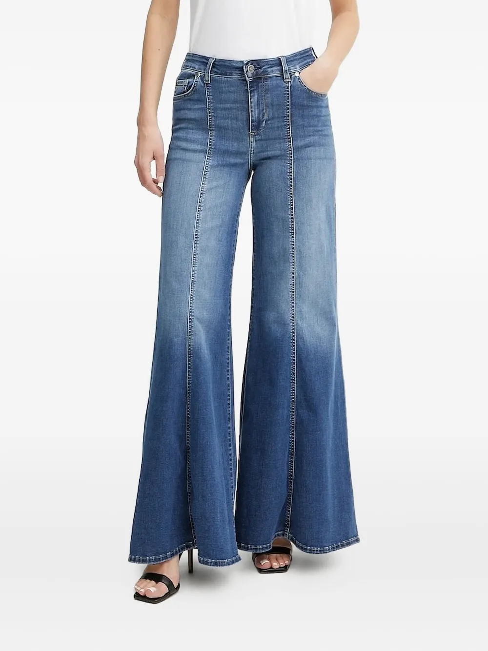 Liu •jo Panelled Flared Jeans In Blue