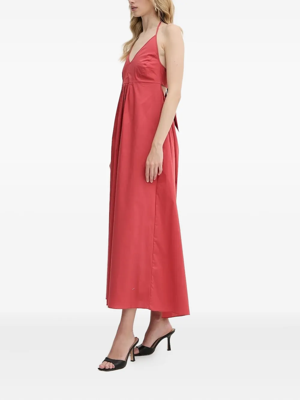 LIU JO halter-neck tie-back maxi dress Rood