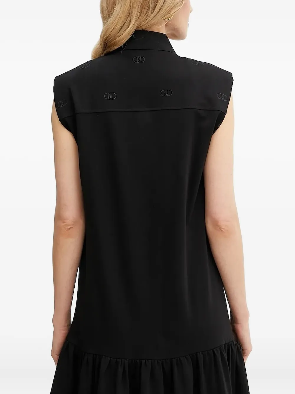 LIU JO embellished ruffled mini dress Zwart