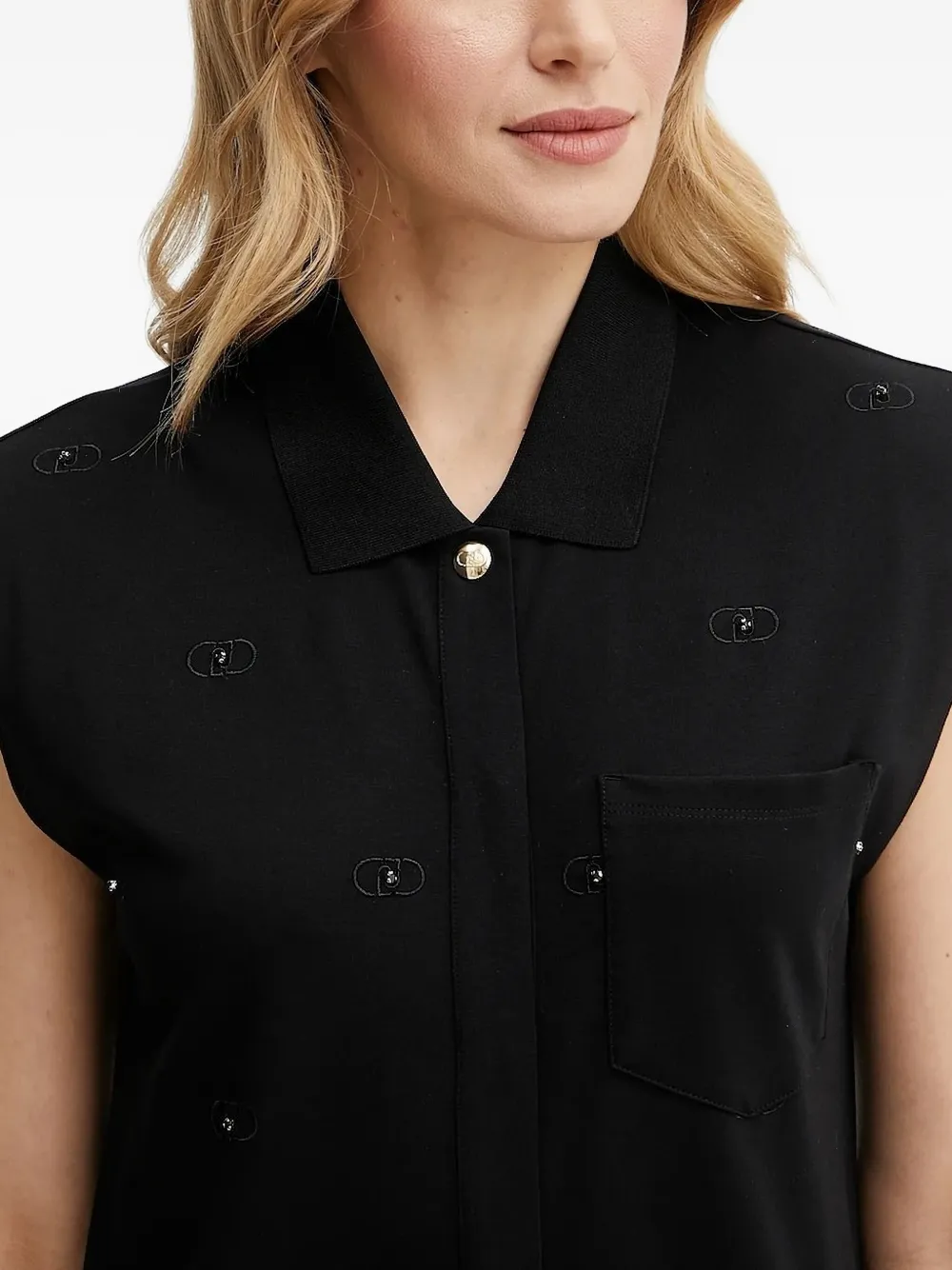 LIU JO embellished ruffled mini dress Zwart