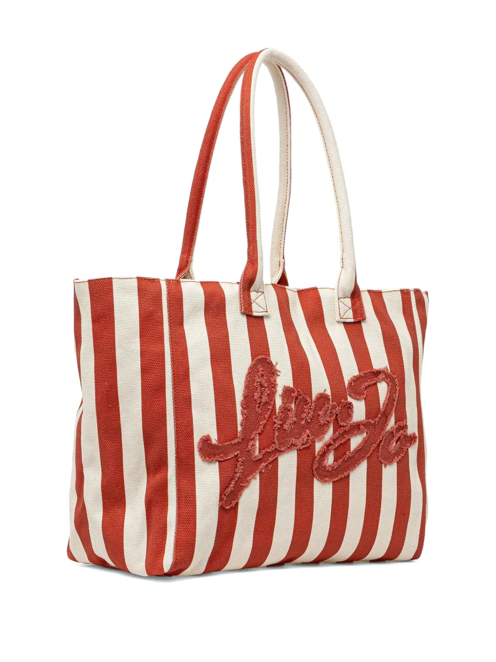 Liu •jo Striped Embroidered Tote Bag In Red