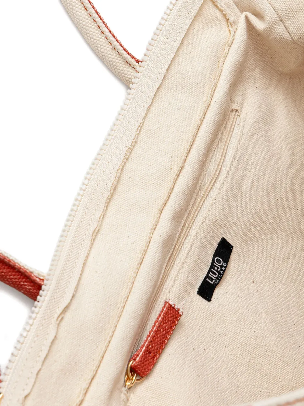 Liu •jo Striped Embroidered Tote Bag In Red