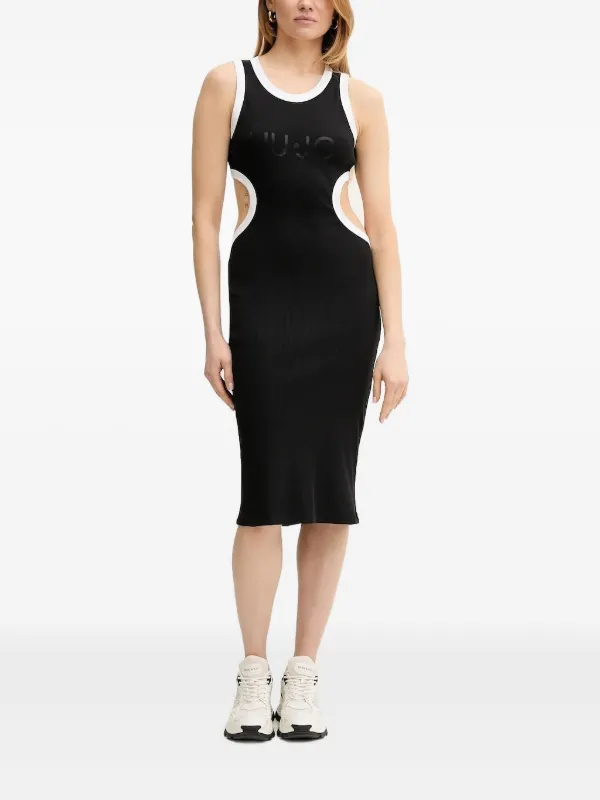 LIU JO cut-out Ribbed Midi Dress | Black | FARFETCH