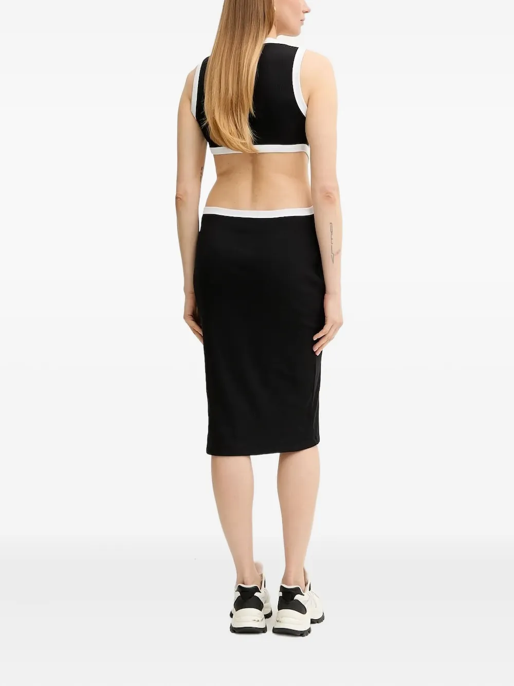 Liu •jo Cut-out Ribbed Midi Dress In Black
