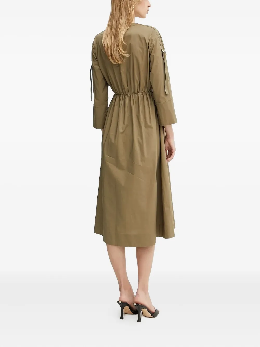 Liu •jo Belted Wrap Midi Dress In Green