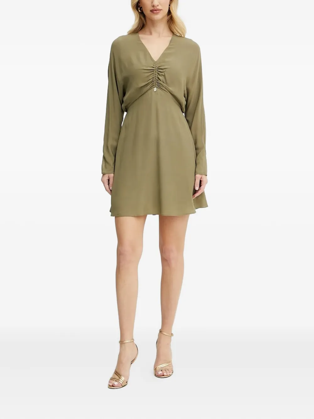 LIU JO V-neck gathered mini dress Groen