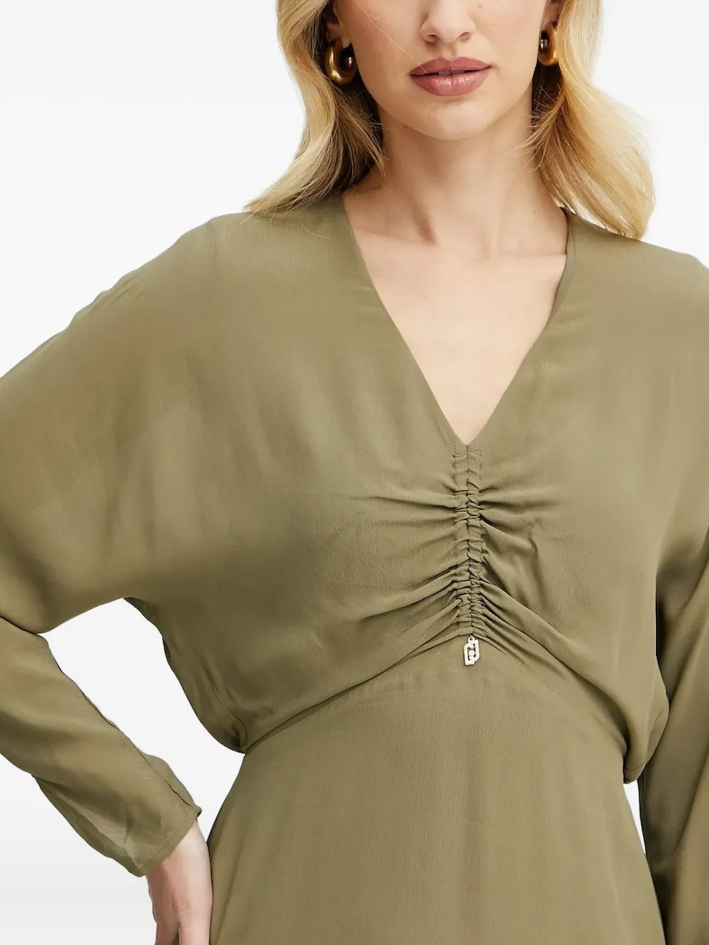 LIU JO V-neck gathered mini dress Groen