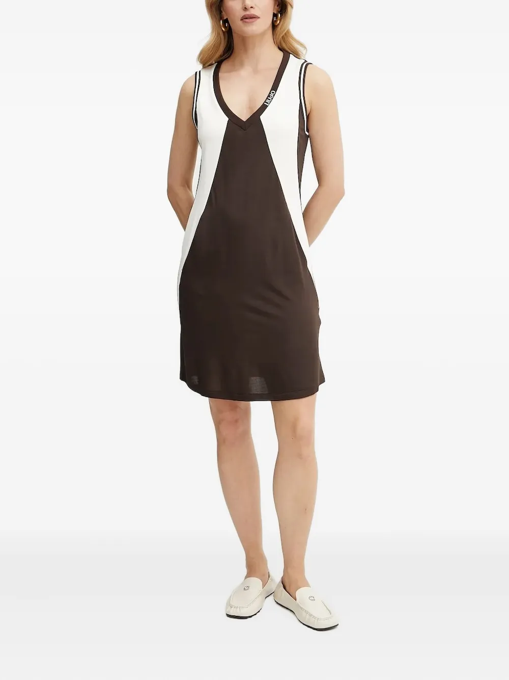 LIU JO V-neck panelled mini dress Bruin