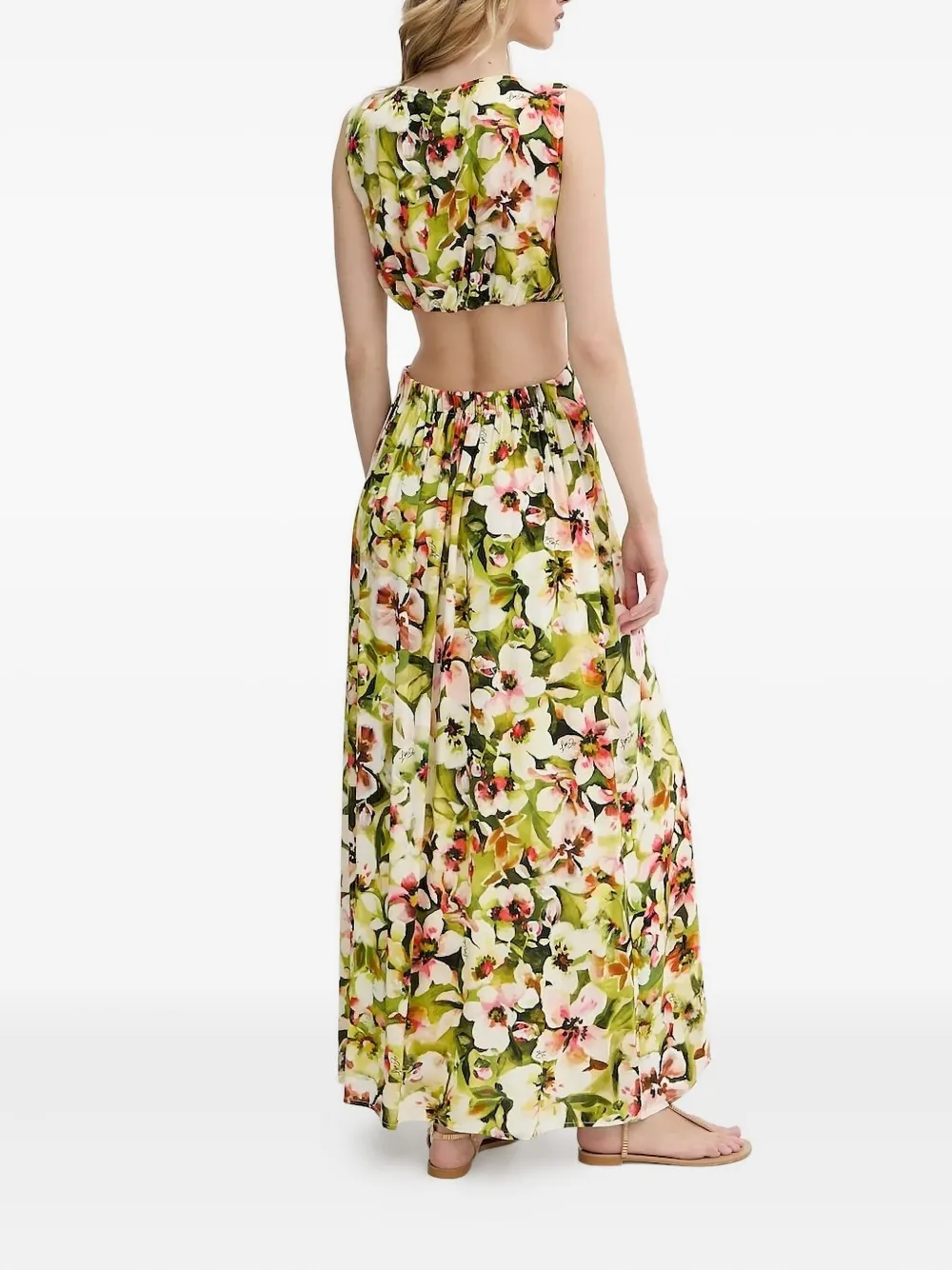 Liu •jo Cut-out Floral-print Maxi Dress In Multi