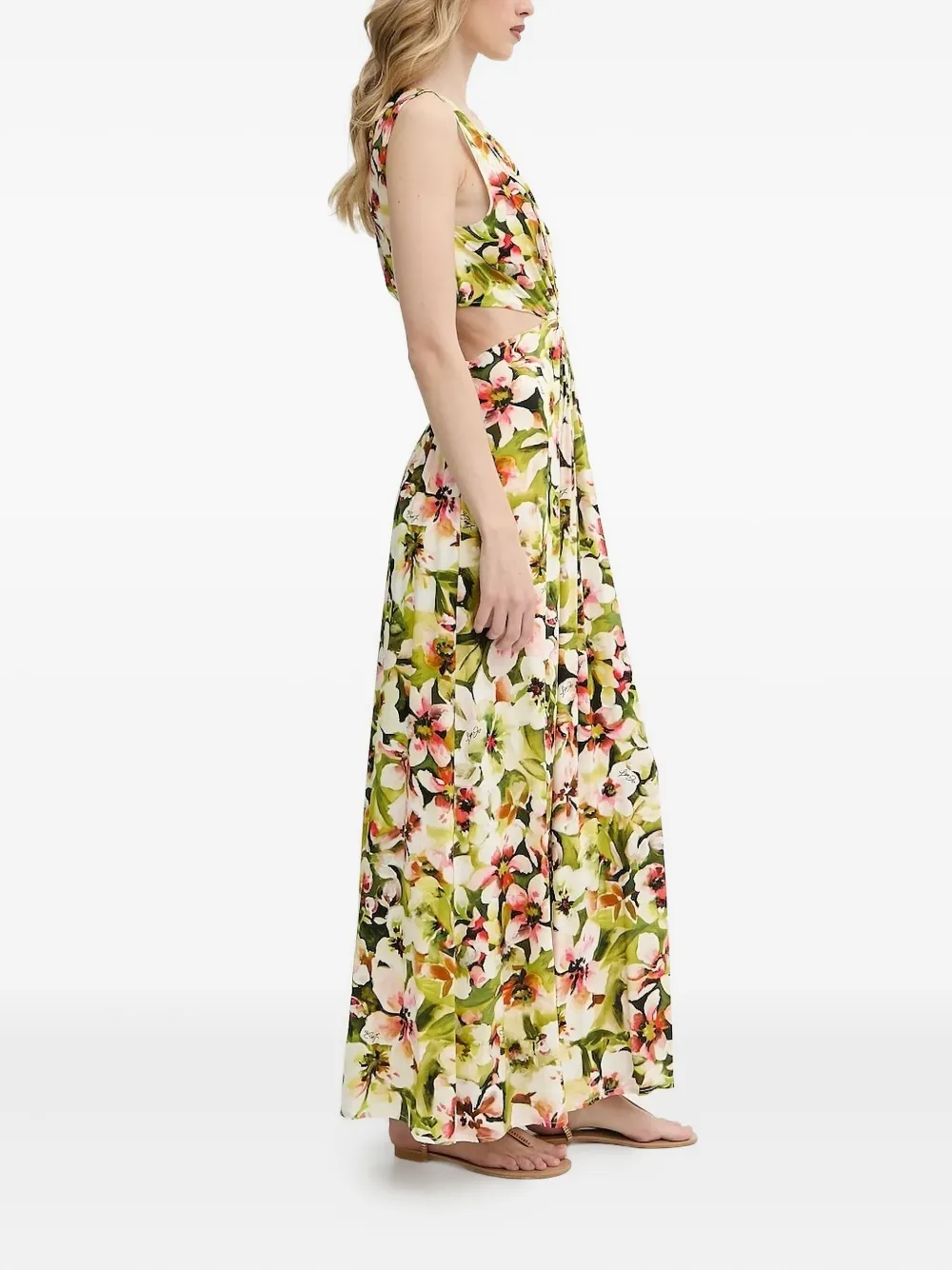 Liu •jo Cut-out Floral-print Maxi Dress In Multi