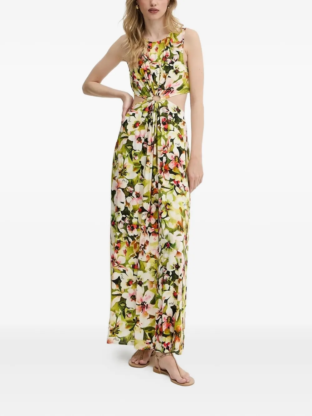 Liu •jo Cut-out Floral-print Maxi Dress In Multi