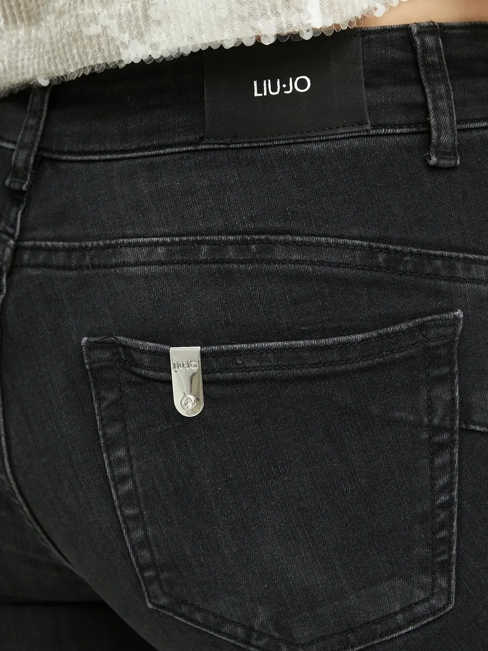 LIU JO Jeans met verfraaide afwerking en vijf zakken Zwart