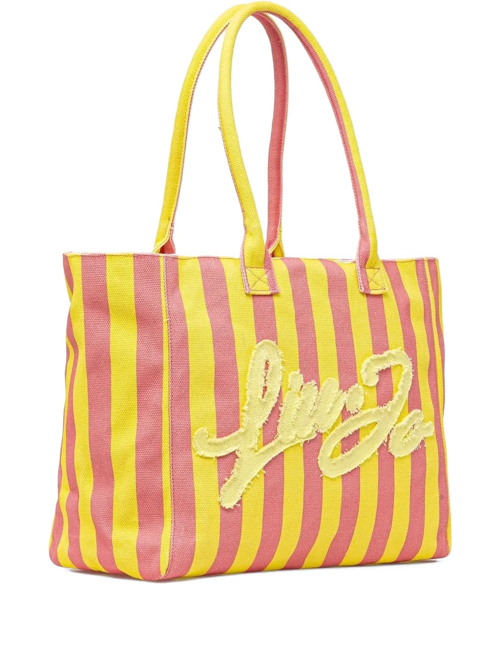 LIU JO striped logo-patch beach bag | Yellow | Image 1