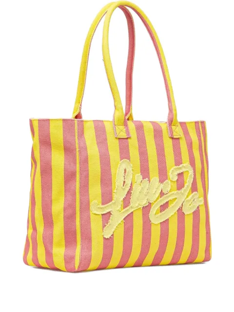 LIU JO striped logo-patch beach bag