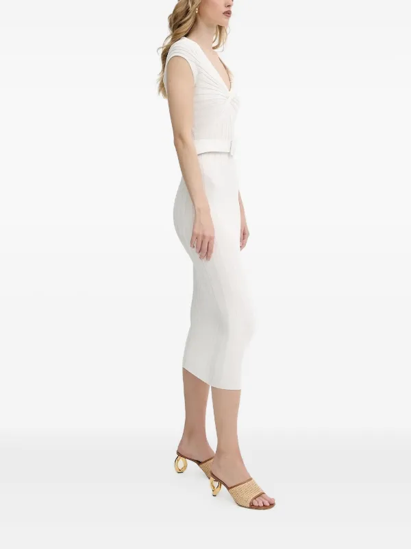 LIU JO twist-front Belted Midi Dress White FARFETCH GE