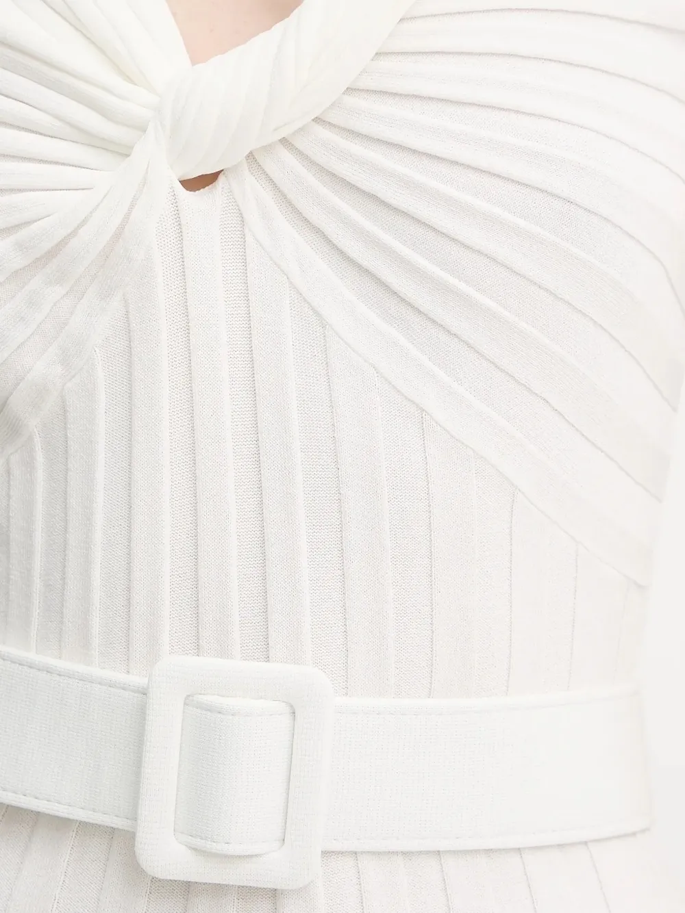 Liu •jo Twist-front Belted Midi Dress In White