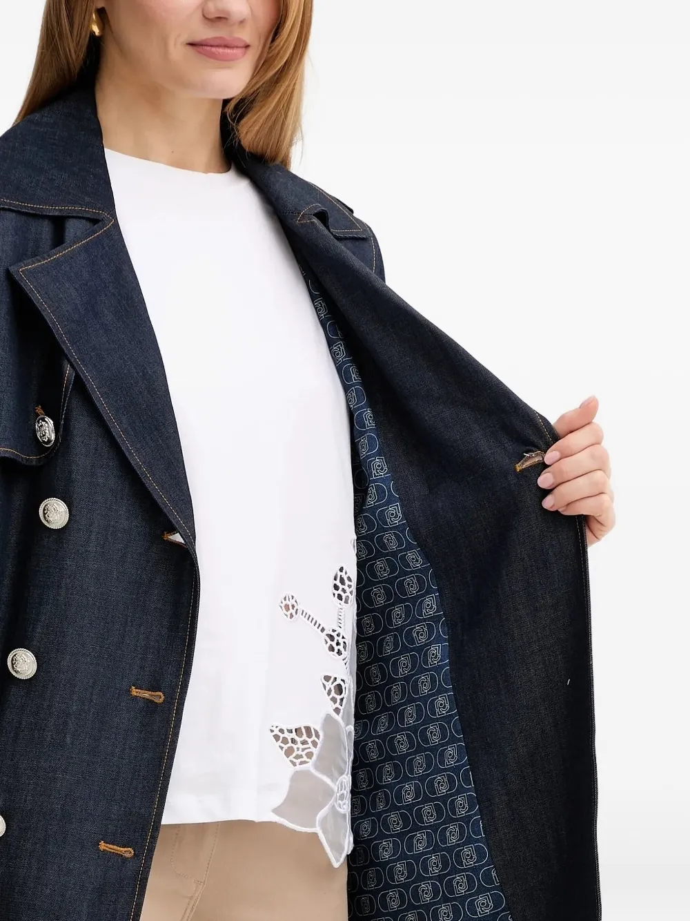 Liu •jo Button-fastening Belted Denim Jacket In Blue