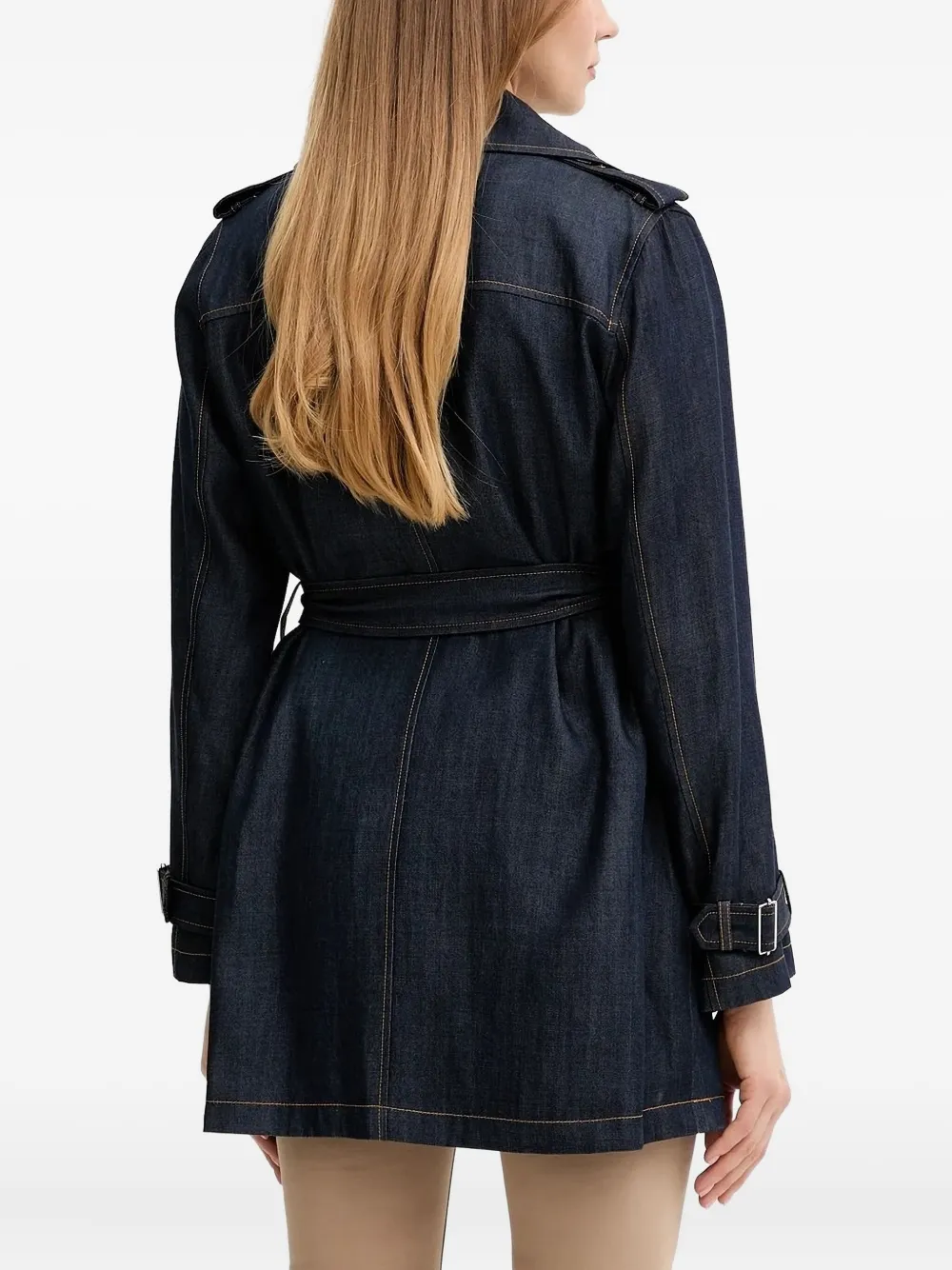 Liu •jo Button-fastening Belted Denim Jacket In Blue