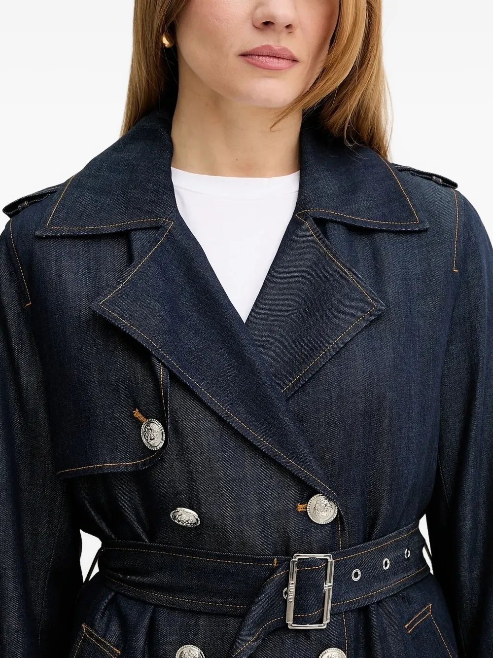 Liu •jo Button-fastening Belted Denim Jacket In Blue