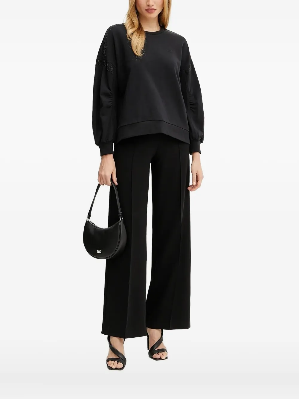LIU JO Verfraaide sweater met ballonmouwen Zwart