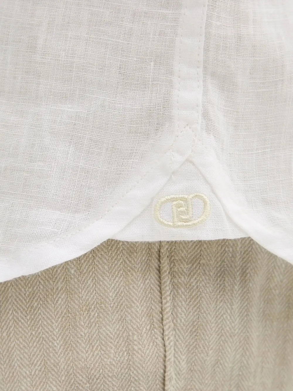 Liu •jo Mandarin-collar Linen Shirt In White
