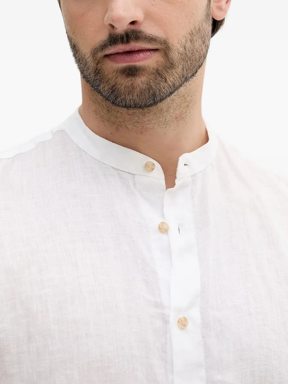 Liu •jo Mandarin-collar Linen Shirt In White