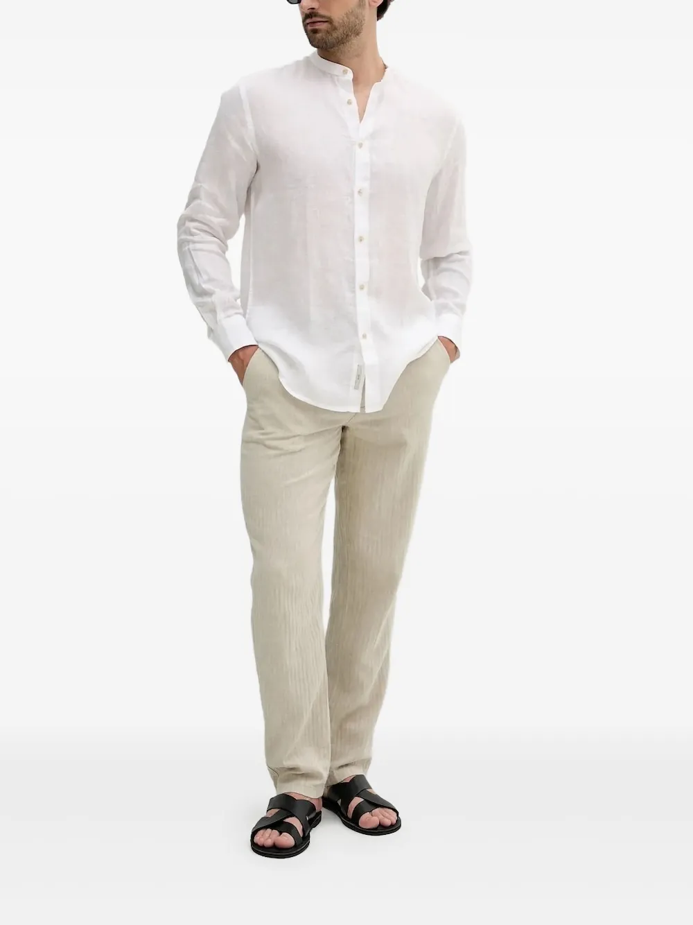 LIU JO mandarin-collar linen shirt | White | Image 1