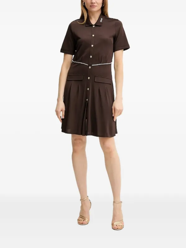 LIU JO button-down Pleated Mini Dress | Brown | FARFETCH SG