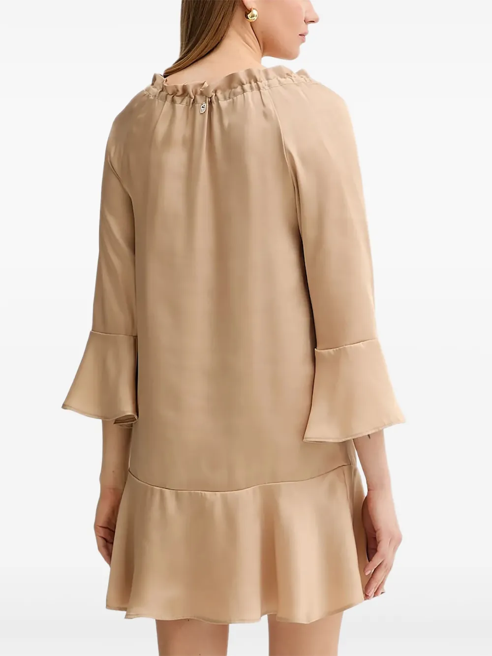 LIU JO Mini-jurk met ruches en klokmouwen - Beige