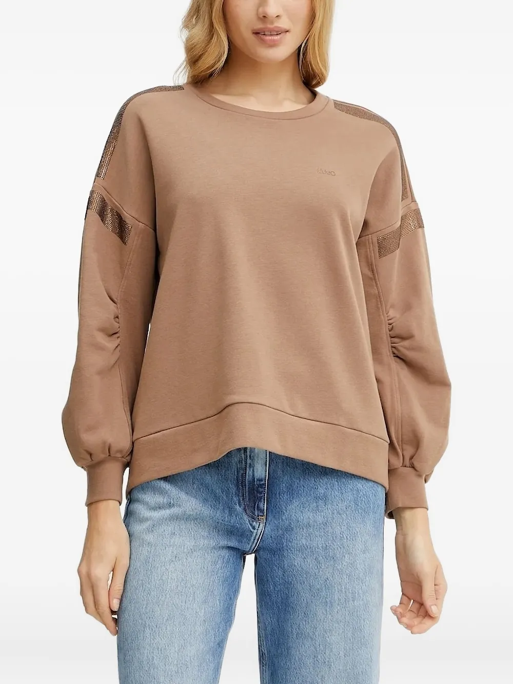 Liu •jo Embellished Sweatshirt In Brown
