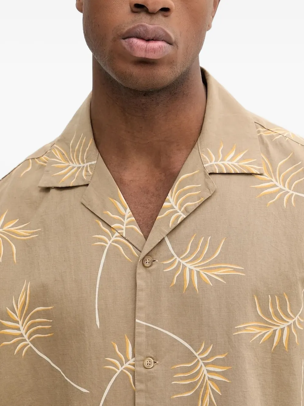 LIU JO leaf-print short-sleeve shirt Bruin